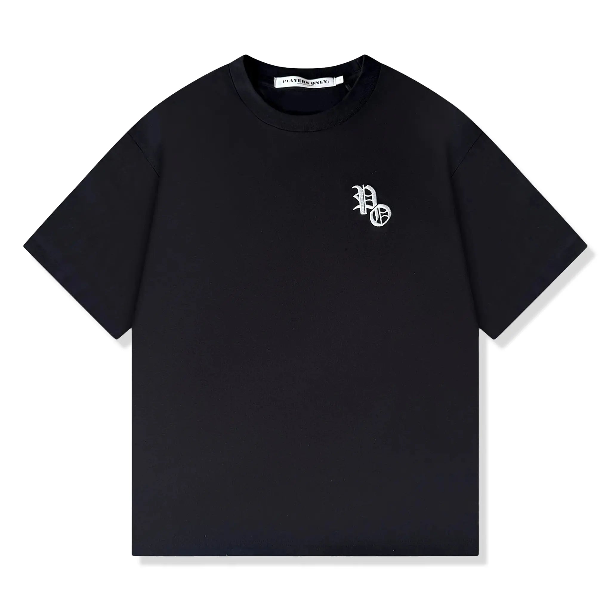 Front View of Players Only Embroidered Black T-Shirt